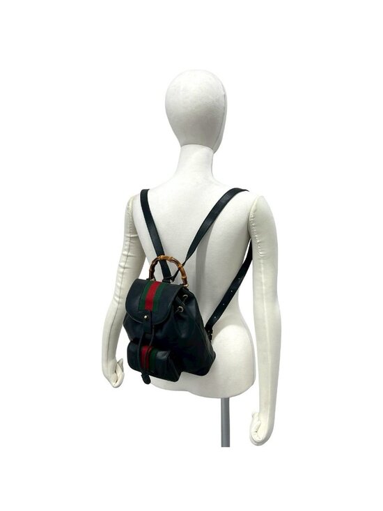 Gucci Vintage Bamboo Sherry Line Leather Mini Backpack Black main image 6